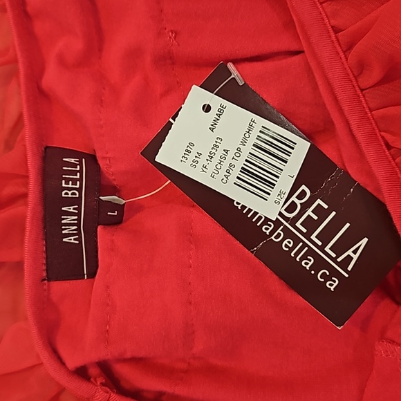 NWT Anna Bella Fuschia Pink Ruffle Blouse. LARGE. - Picture 5 of 7